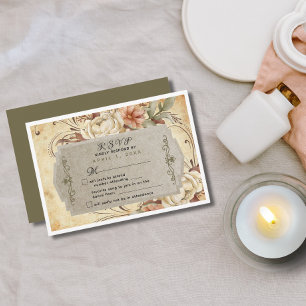 Vintage Rose für Hochzeitsreaktion im Herbst RSVP Karte