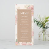 Vintage Rose Garden Floral & Kraft Wedding Menükarte (Stehend Vorderseite)