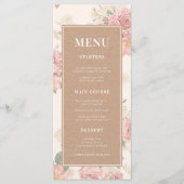 Vintage Rose Garden Floral & Kraft Wedding Menükarte (Vorderseite)