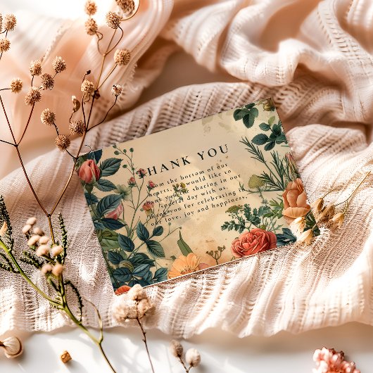 Vintage Rose Garden Wedding Dankeskarte