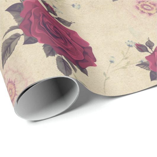 Vintage Rose Garten Elegant Stilvoll Geschenkpapier (Rolleneckpunkt)