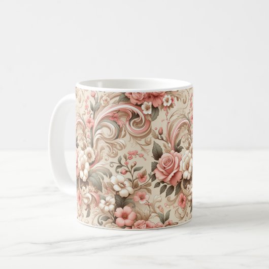 Vintage Rose Gartenplatz Kaffeetasse (Vorderseite Links)