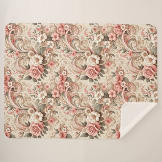 Vintage Rose Gartenplatz Sherpadecke (Vorderseite (Horizontal))