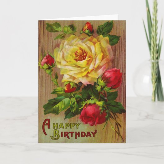 Vintage Rose Geburtstagsgrüßen Karte (Vorderseite)