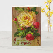 Vintage Rose Geburtstagsgrüßen Karte (Gelbe Blume)