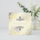 Vintage Rose + Gelbe/Graue Einladungen (Stehend Vorderseite)