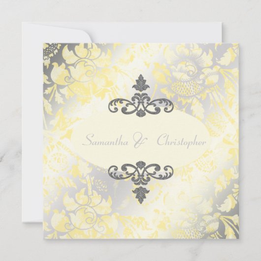 Vintage Rose + Gelbe/Graue Einladungen (Vorderseite)