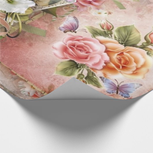 Vintage Rose Geschenkpapier (Ecke)