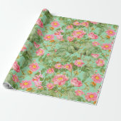 Vintage-Rosé-Geschenkpapier in Mintgrün Geschenkpapier (Ungerollt)