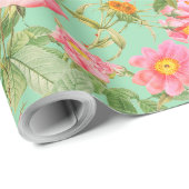 Vintage-Rosé-Geschenkpapier in Mintgrün Geschenkpapier (Rolleneckpunkt)