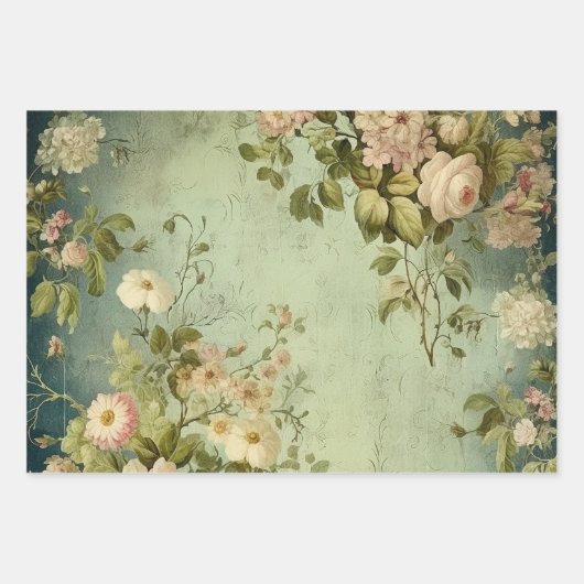 Vintage Rose Geschenkpapier Set (Vorderseite)