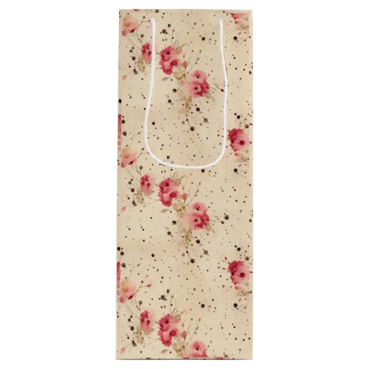 Vintage Rose Geschenktüte für Weinflaschen (Vorderseite)
