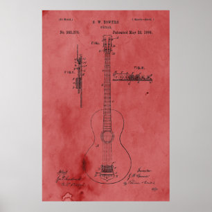 Vintage Rose Gitarrenpatente Poster