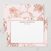 Vintage Rose Gold Blumenmuster Rosa Note Card (Vorne/Hinten)
