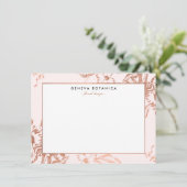 Vintage Rose Gold Blumenmuster Rosa Note Card (Stehend Vorderseite)