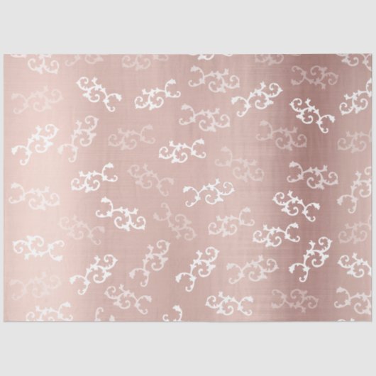 Vintage Rose Gold Damask Muster Seidenpapier (Vorderseite)