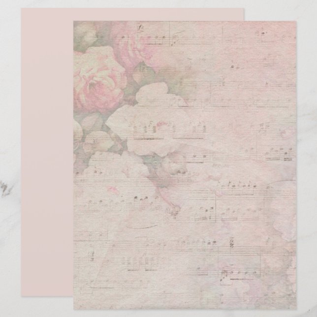 Vintage Rose Gold Floral Musiknoten (Vorne/Hinten)