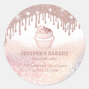 Vintage Rose Gold, hausgemachte Kuchen und Süßigke Runder Aufkleber