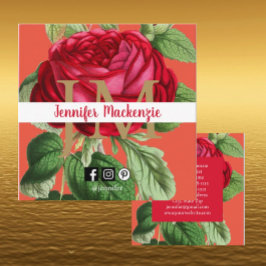 Vintage Rose Gold Hübsch Pfirsich und Rosa Quadratische Visitenkarte