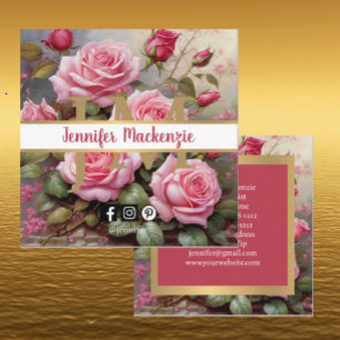 Vintage Rose Gold Hübsch Rosa Quadratische Visitenkarte