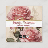 Vintage Rose Gold Hübsch Rosa Quadratische Visitenkarte (Vorderseite)