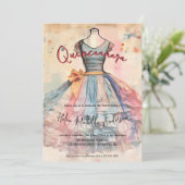 Vintage Rose Gold Princess Dress Foto Quinceanera Einladung (Stehend Vorderseite)