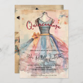 Vintage Rose Gold Princess Dress Foto Quinceanera Einladung (Vorne/Hinten)