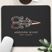 Vintage Rose Gold Scissor Haar Stylist-Logo Mousepad