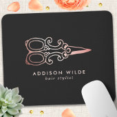 Vintage Rose Gold Scissor Haar Stylist-Logo Mousepad