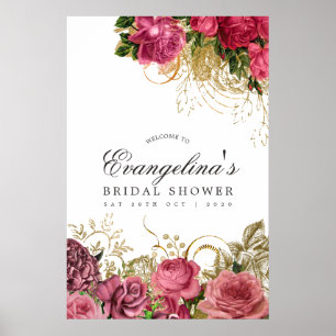 Vintage Rose Gold und Blush Brautparty Willkommen Poster