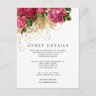 Vintage Rose Gold und Blush Wedelgastdetails Begleitkarte