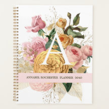 Vintage-Rosé & Goldrosen personalisierter Planer