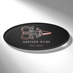 Vintage Rose Goldschere Haar Stylist Business Namenschild