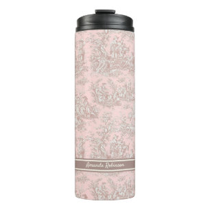 Vintage Rose Goldtoile de jouy gedruckt Thermosbecher
