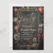 Vintage Rose Gothic 40. Geburtstag Einladung (Vorderseite)