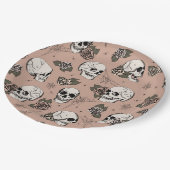 Vintage Rose Gothic Skulls und Rose Halloween Pappteller (Schrägansicht)