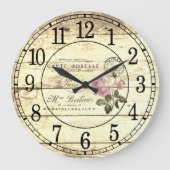 Vintage Rose Große Wanduhr (Vorderseite)