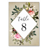 Vintage Rose Grüne Hochzeitskarte Tischnummer (Rückseite)