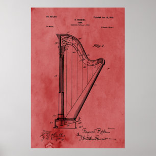 Vintage Rose Harfenpatente Poster