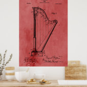 Vintage Rose Harfenpatente Poster (Küche)