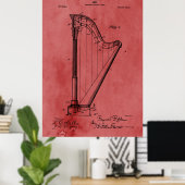 Vintage Rose Harfenpatente Poster (Heimbüro)
