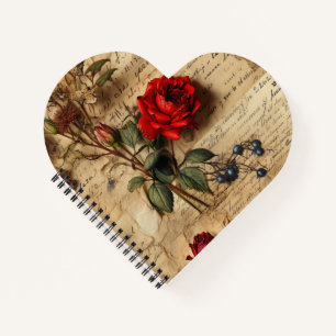 Vintage Rose Heart Shaped Notebook Notizblock