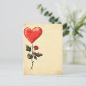 Vintage Rose HeartvLove Valentinstag Postkarte (Stehend Vorderseite)