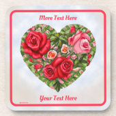 Vintage Rose Herz Getränkeuntersetzer (Vorderseite)
