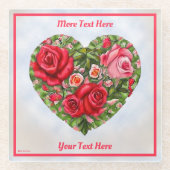 Vintage Rose Herz Glasuntersetzer (Vorderseite)