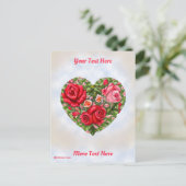 Vintage Rose Herz Postkarte (Stehend Vorderseite)
