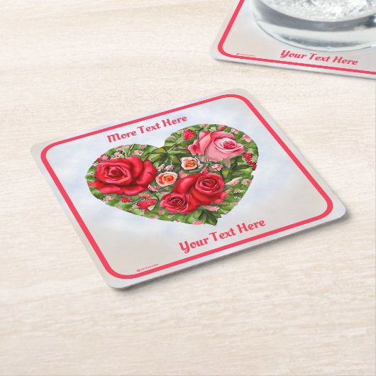Vintage Rose Herz Rechteckiger Pappuntersetzer (angewinkelt)