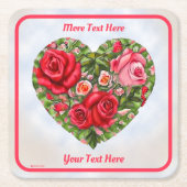 Vintage Rose Herz Rechteckiger Pappuntersetzer (Vorderseite)