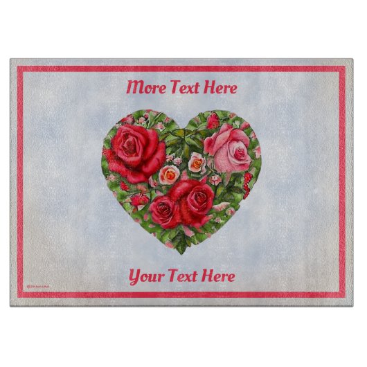 Vintage Rose Herz Schneidebrett (Vorderseite)