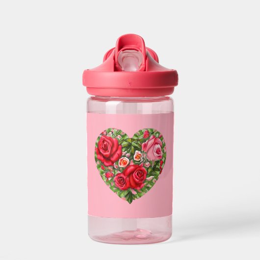 Vintage Rose Herz Trinkflasche (Vorne)